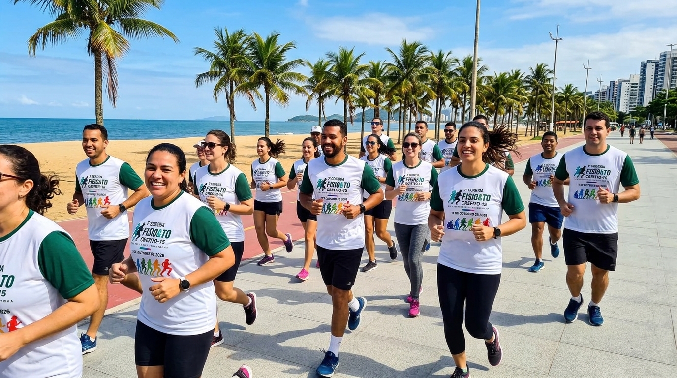 Comunidade caminhando ao ar livre junto à praia