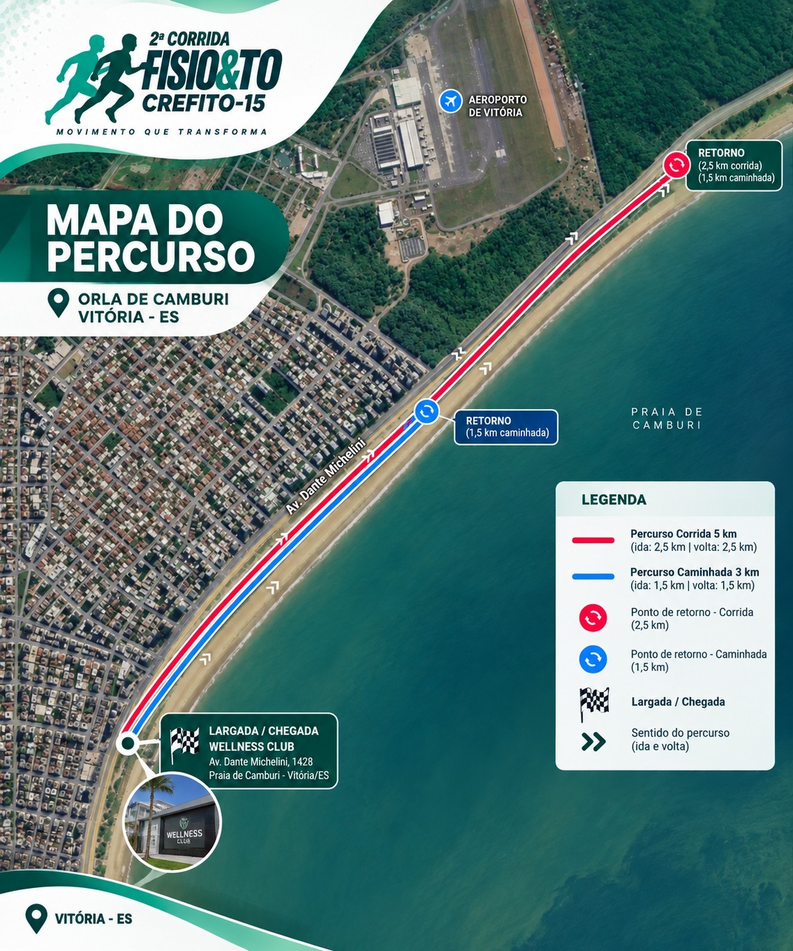 Mapa do percurso da 2ª Corrida Fisio & TO